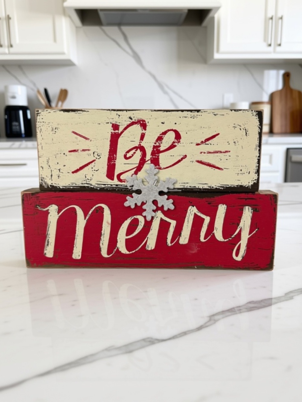 Stacked Wooden Holiday Block Sign